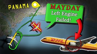 ENGINE FAILS AFTER TAKEOFF  DHL B757 Emergency Return [upl. by Natsirhc]