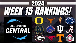 2024 Week 15 College Football Rankings  Top25 After Week 14 [upl. by Strenta]