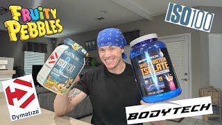 Dymatize ISO100 Fruity Pebbles VS BodyTech Whey Isolate Fruity Cereal VS Post Fruity Pebbles cereal [upl. by Ramo]