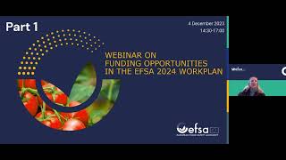 Webinar on funding opportunities in the EFSA 2024 workplan [upl. by Mollee]