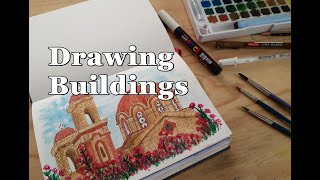 Drawing Buildings Using Ink and Watercolor [upl. by Ahtelra762]