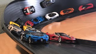 HOT WHEELS HYPERCAR MEGA SUPER CURVE CRASH RACE 2 feat Bugatti Chiron Ferrari FXX K and more [upl. by Neve336]