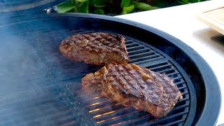 Weber Summit Charcoal Grill Ribeye Steak on the Craycort Cast Iron Grate [upl. by Xxam]