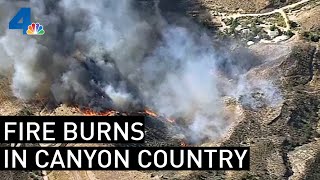 Brush Fire Scorches 200 Acres in Canyon Country Area near Santa Clarita  NBCLA [upl. by Hild556]