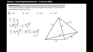 Zad 25 Stereometria Pole całkowite ostrosłupa [upl. by Eelrebmik]