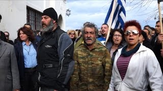 Greek islanders march against migrant facility [upl. by Hocker815]