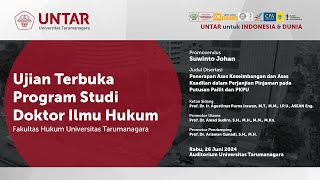 Ujian Terbuka Doktor Hukum Untar  Suwinto Johan  Rabu 26 Juni 2024 [upl. by Assej165]