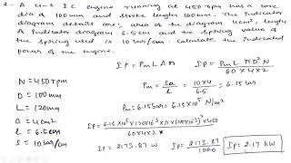 I C Engine Numericals Calculation of Indicated Power [upl. by Tammany]