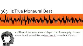 963 Hz Tone  Pure monaural beats [upl. by Eatnoid]