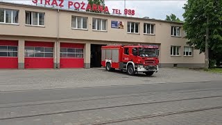 Alarm monitoringu Ppoż na budowie Alarmowo Wyjazd 301D25 GCBA Scania z JRG 1 Wrocław [upl. by Yemorej154]