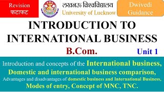 1 introduction to international business bcom introduction to international business in hindi lu [upl. by Onirefes]