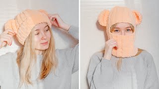 БАЛАКЛАВАШАПКА с ушками из плюшевой пряжи крючком I TikTok crochet🔥 [upl. by Attenauqa]