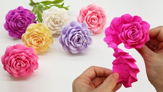 WOW How to Make Amazing Crepe Paper Flowers 🌹 Rose DIY [upl. by Ferrick598]