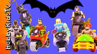 Imaginext Bikers Vs BATMAN Race to the Bat Cave by HobbyKidsTV [upl. by Thisbe]