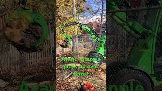 Avant grapple picks up log over 6ft fence treework arborist logging rigging motivation [upl. by Immac413]