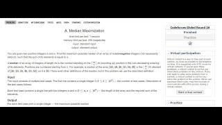 Codeforces Global Round 16  1566A Median Maximization Problem solved [upl. by Bonacci]