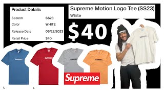 Week 18 Supreme White Motion Logo Tee  Spring  Summer 2023 [upl. by Enirehs705]