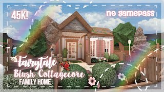 No Gamepass Fairytale Blush Cottagecore Family Home Speedbuild and Tour Bloxburg  iTapixca builds [upl. by Fesuoy]