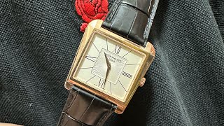 名表TVPatek Philippe 5489R Gondolo Trapeze 18K 玫瑰金 乳白色表面 中間扭索約 梯形殼方形面經典兩針 215手動機芯 [upl. by Areyk]