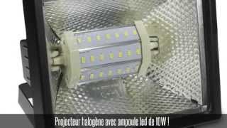 Projecteur halogène noir IP 54  ampoule led SMD 10W blanc froid [upl. by Edgardo]