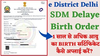 Delhi Delaye birth order certificate Apply  Delhi Birth Certificate  SDM Birth Order In delhi [upl. by Mathis]