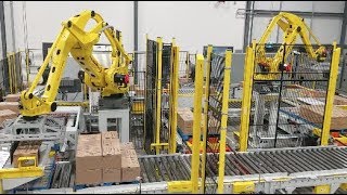 Multiline Robotic Palletizing and Stretch Wrapping System – StrongPoint Automation [upl. by Amadeus]