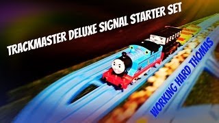 Trackmaster Deluxe signal starter set 2014 with quotWorking Hardquot Thomas [upl. by Shult169]