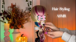 ASMR Whispered Hair Perfecting amp Styling with Brushing Plaiting Decorations amp Accessories [upl. by Gove]