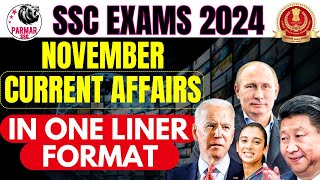 CURRENT AFFAIRS FOR SSC  NOVEMBER  ONE LINER FORMAT  PARMAR SSC [upl. by Ahsitauq171]