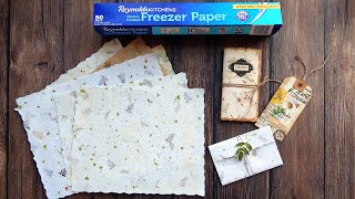 FREEZER PAPER STRIKES AGAIN How To Make FAUX HANDMADE PAPER 3 Junk Journal PROJECTS Easy TUTORIAL [upl. by Ayn]