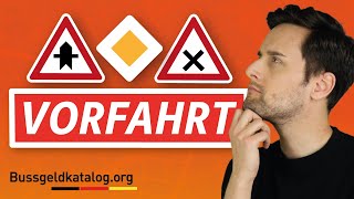 Vorfahrtsschilder  So regeln sie die Vorfahrt 👍  Tipps für die Fahrschule von bussgeldkatalogorg [upl. by Nosnirb459]