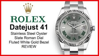 ▶ Rolex Datejust 41 Slate Roman Steel amp White Gold Oyster REVIEW 2018 New Release  126334 [upl. by Rehsu287]