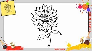 Wie zeichnet man ein Sonnenblume schritt für schritt für anfänger amp kinder 2 [upl. by Aidnac]