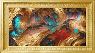 Luxury Golden Framed Art  10Hour Silent Screensaver for Relaxation  Background  Your TVs [upl. by Bertsche809]