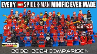 COMPARISON EVERY LEGO SpiderMan Minifig EVER MADE 2002  2024 [upl. by Eikcor58]