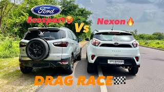 DARG RACE  Ecosport vs Nexon 🔥 system hang kar diya 🤜🏻🤛🏻  dragrace youtube india car [upl. by Atnas853]