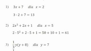 Wyrażenia algebraiczne  obliczanie wartości liczbowej wyrażenia algebraicznego [upl. by Nalliuq]