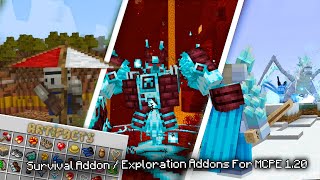 10 Useful Survival  Exploration AddonsMods For MCPE 120 [upl. by Ynolem996]