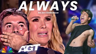 Golden Buzzer  All The Judges cried when he heard the song Bon Jovi with an extraordinary voice [upl. by Tomasz]