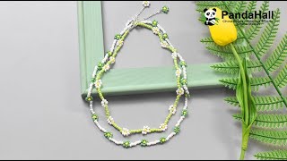 PandaHall Jewelry Making Tutorial on Cute Flower Necklace [upl. by Quitt]