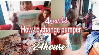 how to change pampers pants 4year kid diaper change routine pamper pants change 4year kid viral [upl. by Esidarap]