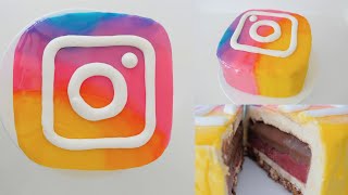 NEW INSTAGRAM LOGO MIRROR GLAZE DESSERT How To Cook That Ann Reardon [upl. by Eilata]