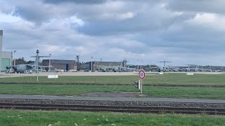 Plane Spotting  Airbus A400M takeoff  Fliegerhorst Wunstorf LTG62 [upl. by Nonek506]