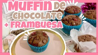 MUFFINS de CHOCOLATE y FRAMBUESA 🍫🤤  DELICIOSOS muffins de chocolate FÁCILES 🍫  NIVEL DELICIA [upl. by Elamrej]