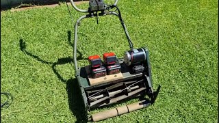 36v Atco Cylinder Mower conversion with Ozito PXC batteries [upl. by Ynnelg]