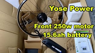 EBIKE CONVERSION KIT  250w front  156ah batt  Yose Power [upl. by Adnyl]