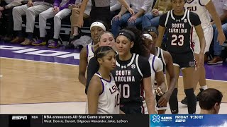 👀 Angel Reese Cardoso STARE DOWN Each Other After Blocked Shots 1 South Carolina vs 9 LSU Tigers [upl. by Deeraf54]