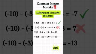 Subtracting Negative Integers Correctly‼️algebra integers integer integersclass7 class5 maths [upl. by Luke]