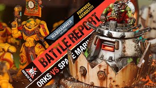 Orks vs Space Marines ONSLAUGHT  Warhammer 40k Battle Report [upl. by Mumford]