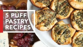 5 Puff Pastry Recipes  Quick amp Easy Appetizers [upl. by Brier]